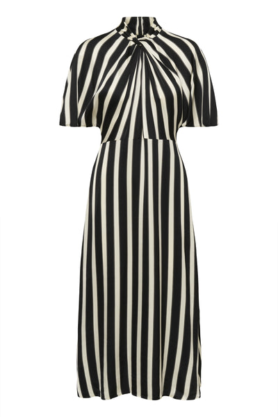 SLClero Miria Printed Dress White and Black Stripe Thumbnail