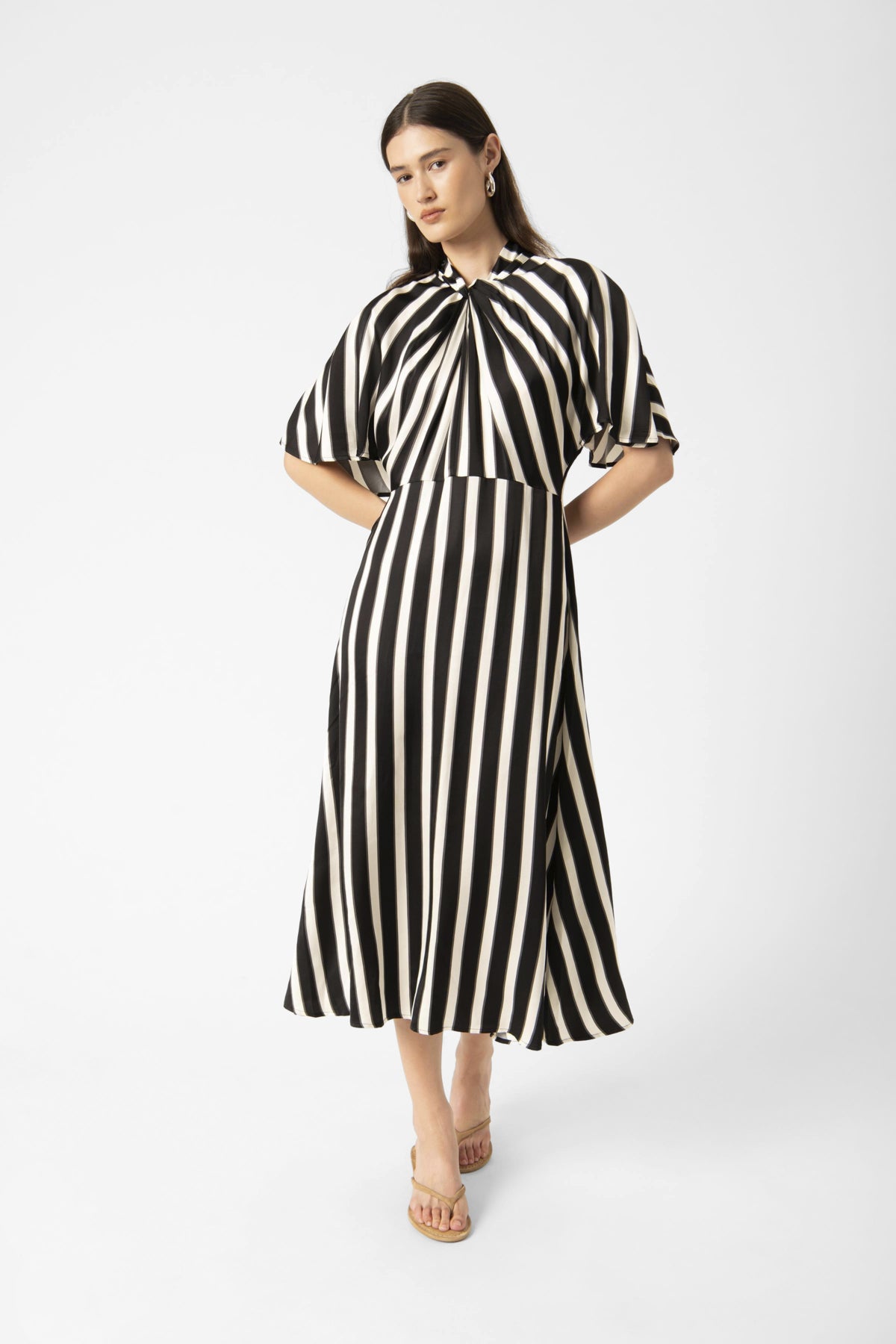 SLClero Miria Printed Dress White and Black Stripe
