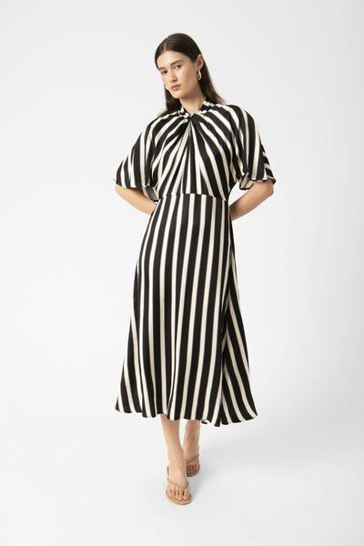 SLClero Miria Printed Dress White and Black Stripe Thumbnail