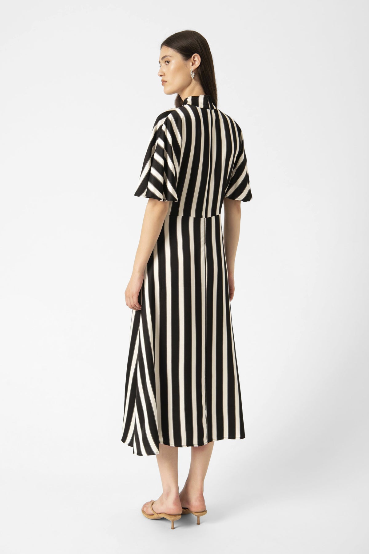 SLClero Miria Printed Dress White and Black Stripe
