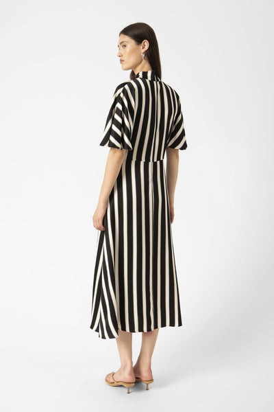 SLClero Miria Printed Dress White and Black Stripe Thumbnail