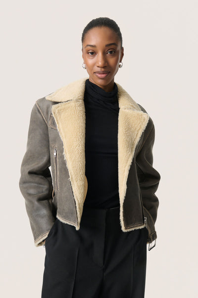 SLFiorella Aviator Jacket Worn down Black - 30408556 Thumbnail