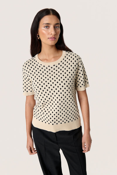SLGya Pullover SS Sandshell w Black Dot - 30408565 Thumbnail