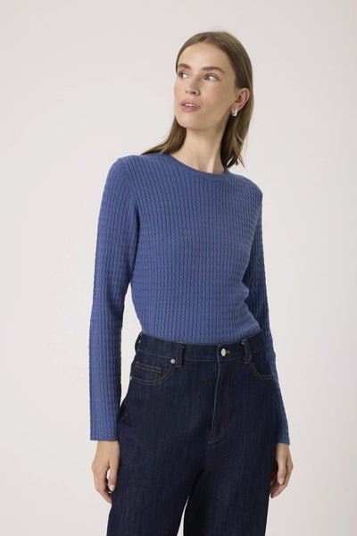 SLSpina Cable Pullover Bijou Blue - 30408572 Thumbnail
