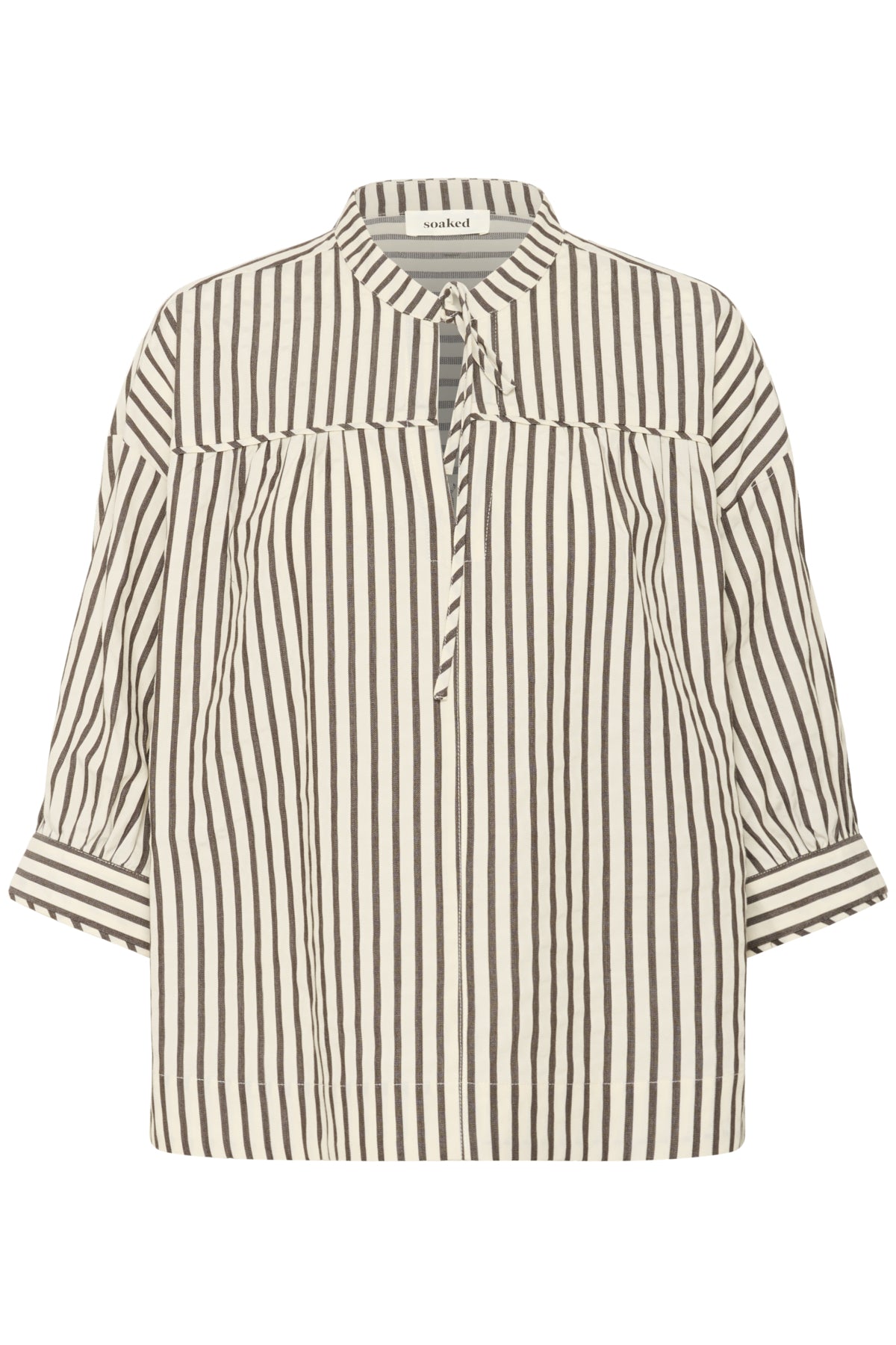 SLToledo Blouse 3/4 White & Chocolate Torte Stripe - 30408602