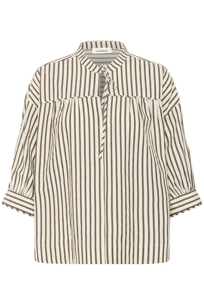 SLToledo Blouse 3/4 White & Chocolate Torte Stripe - 30408602 Thumbnail