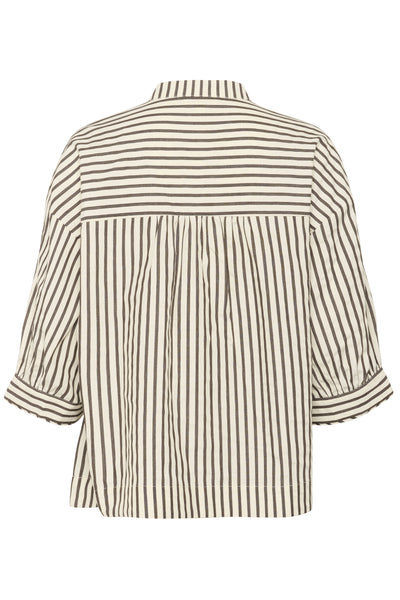 SLToledo Blouse 3/4 White & Chocolate Torte Stripe - 30408602 Thumbnail