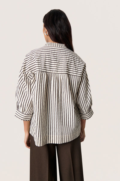 SLToledo Blouse 3/4 White & Chocolate Torte Stripe - 30408602 Thumbnail