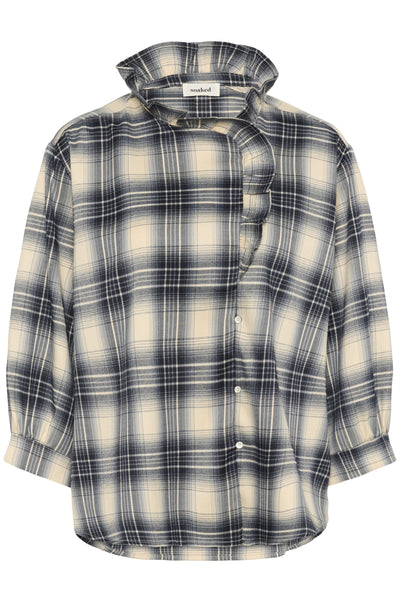SLPamala Blouse 3/4 Navy Checks - 30408615 Thumbnail