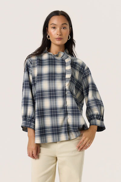 SLPamala Blouse 3/4 Navy Checks - 30408615 Thumbnail