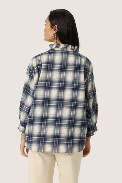 SLPamala Blouse 3/4 Navy Checks - 30408615 Thumbnail