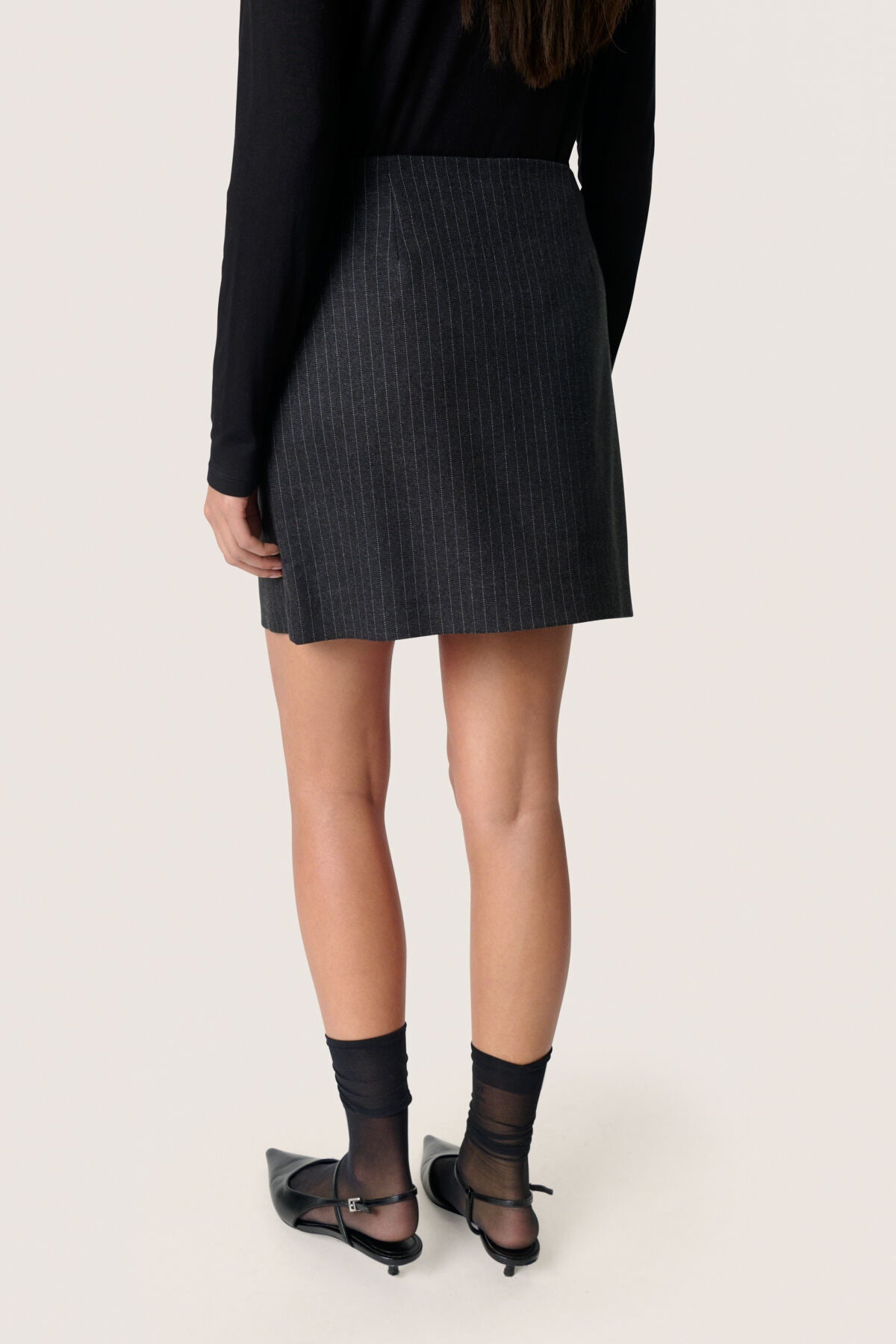 SLMalodi Mini Skirt Grey Melange Pinstripe - 30408652