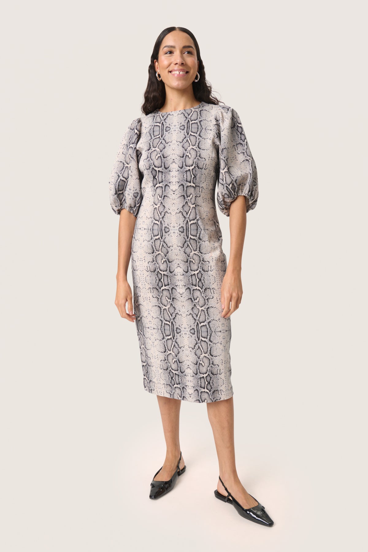SLSandja Midi Dress Grey Snake Print - 30408657