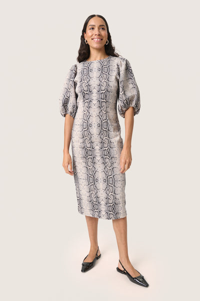 SLSandja Midi Dress Grey Snake Print - 30408657 Thumbnail