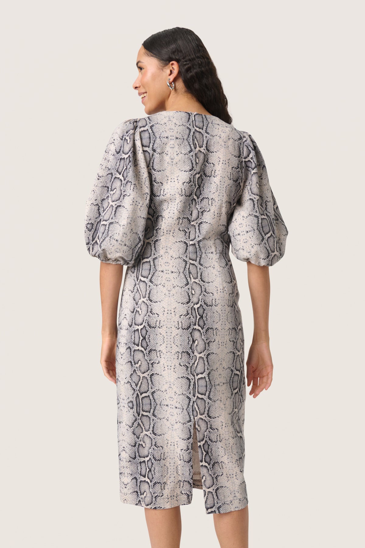 SLSandja Midi Dress Grey Snake Print - 30408657