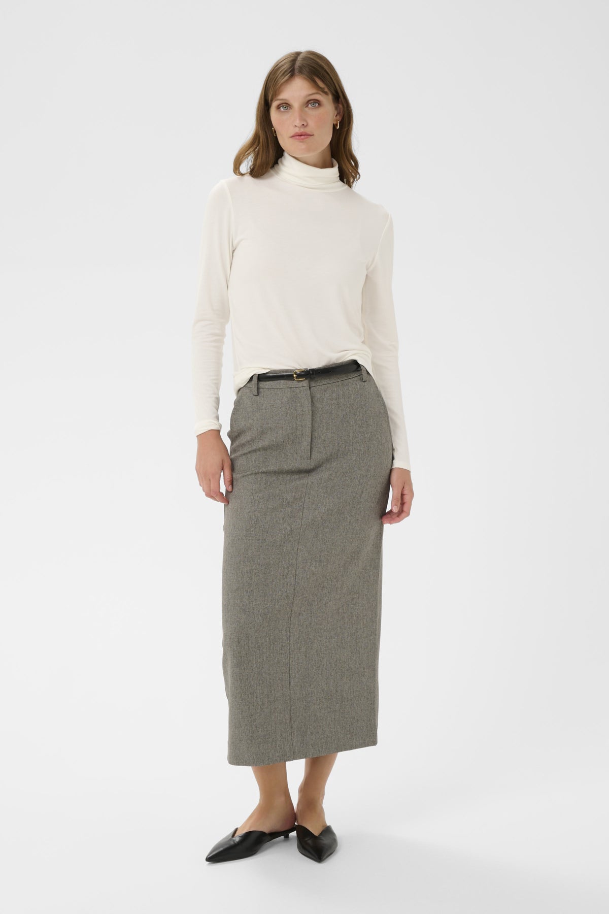 SLLilu Corinne Pencil Skirt Grey Melange Suiting - 30408681