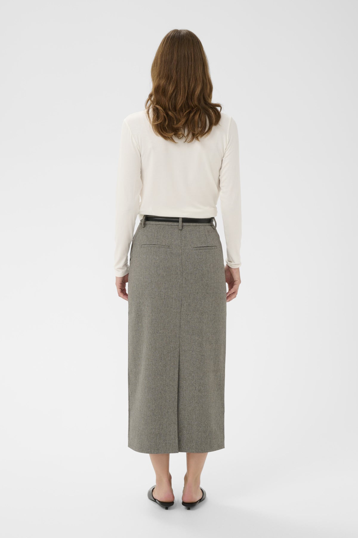 SLLilu Corinne Pencil Skirt Grey Melange Suiting - 30408681