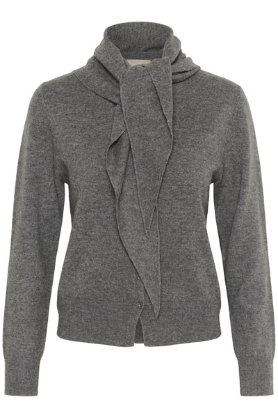 SLMolina Scarf Cardigan Grey Melange - 30408685 Thumbnail