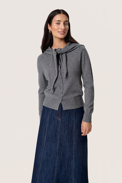 SLMolina Scarf Cardigan Grey Melange - 30408685 Thumbnail