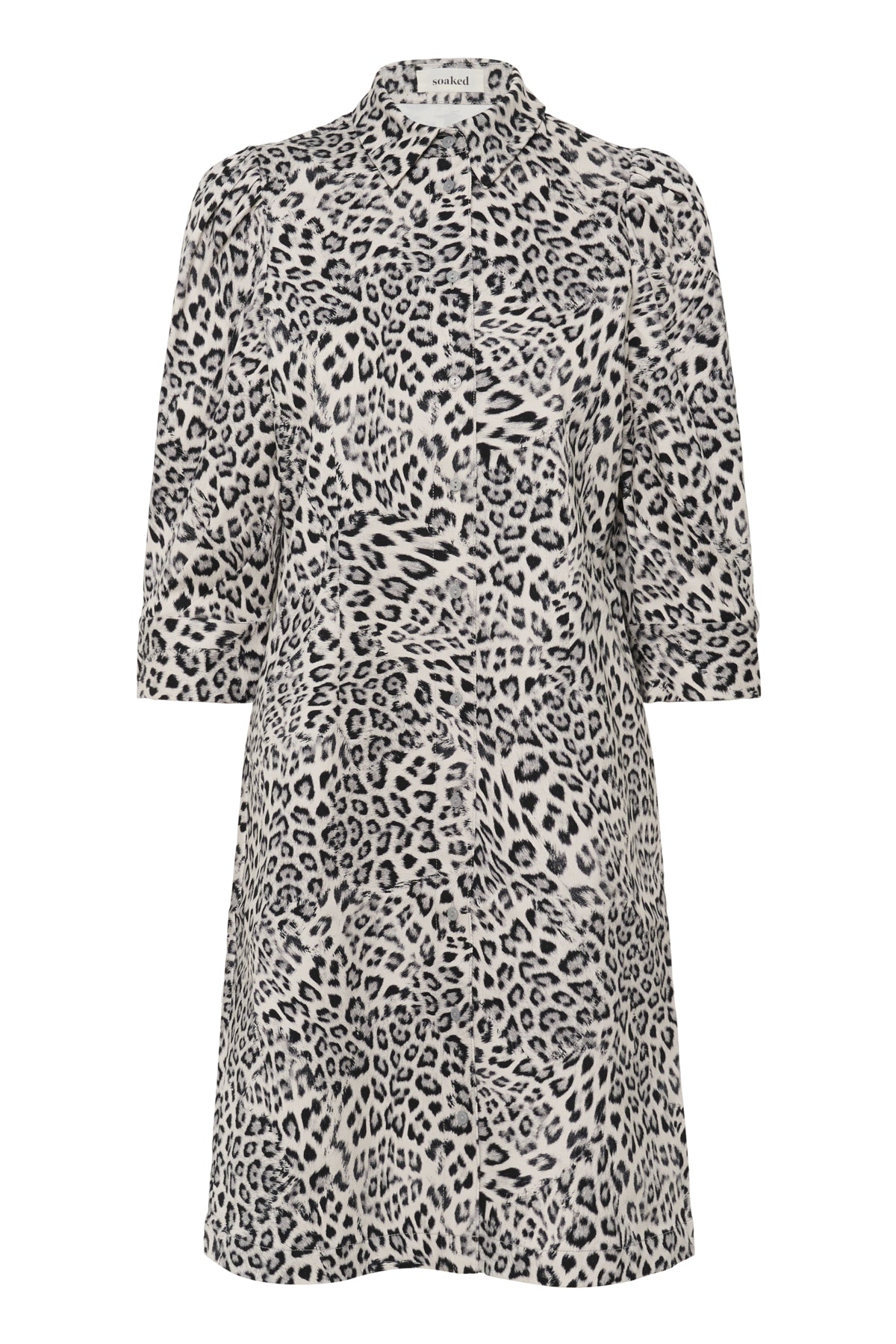 SLSandja Shirt Dress SS Grey Leopard Patteren - 30408722