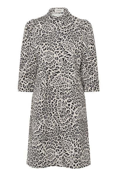SLSandja Shirt Dress SS Grey Leopard Patteren - 30408722 Thumbnail