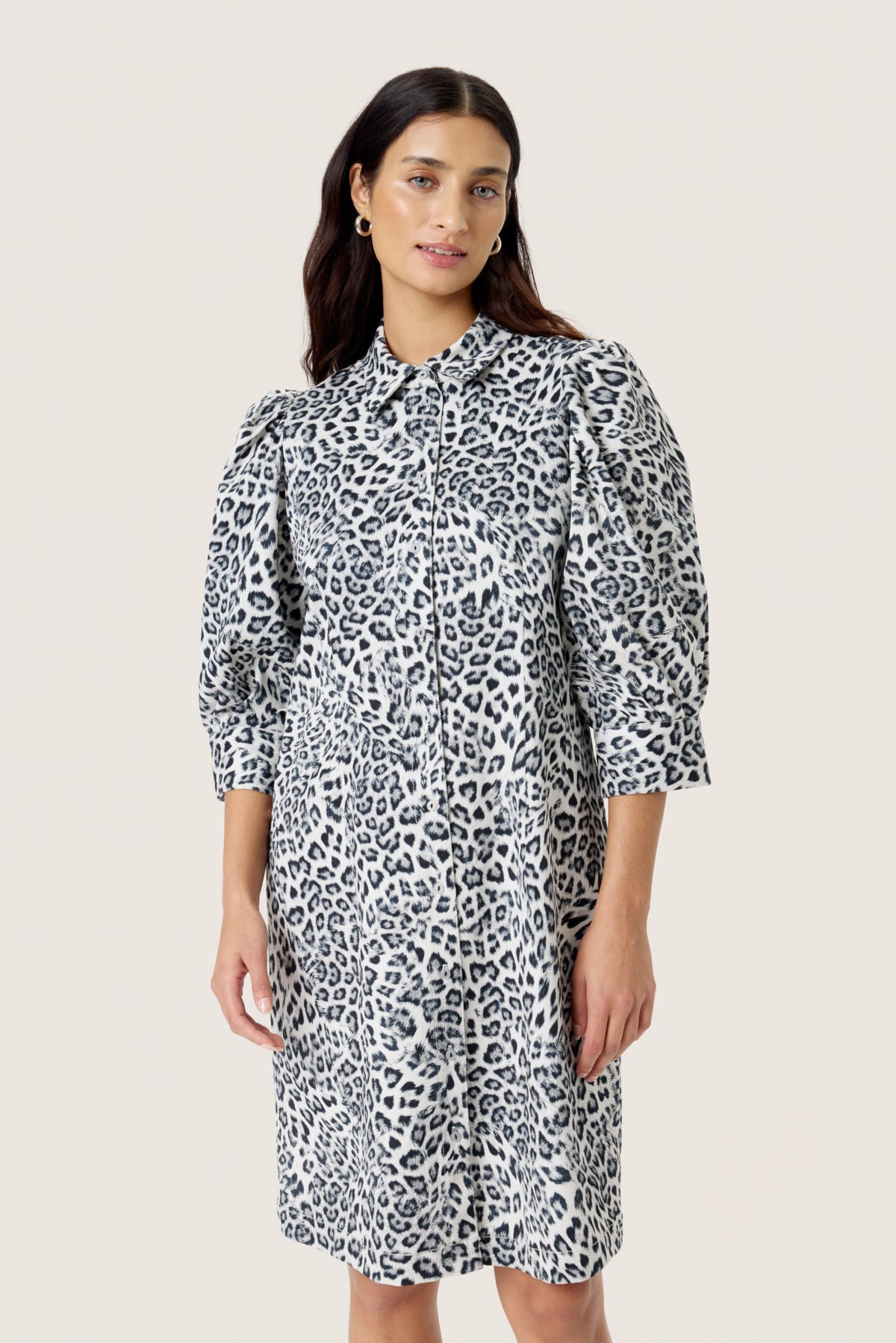 SLSandja Shirt Dress SS Grey Leopard Patteren - 30408722