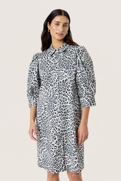 SLSandja Shirt Dress SS Grey Leopard Patteren - 30408722 Thumbnail
