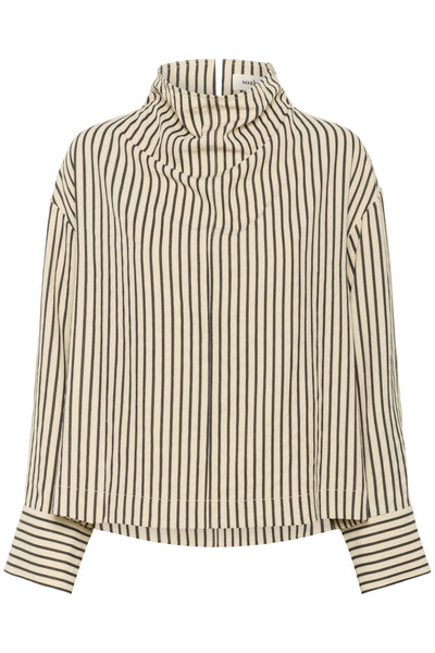 SLOrlena Blouse LS White and Black Shirt Stripe - - 30408727 Thumbnail