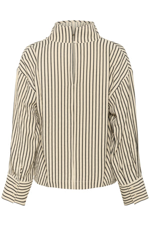 SLOrlena Blouse LS White and Black Shirt Stripe - - 30408727