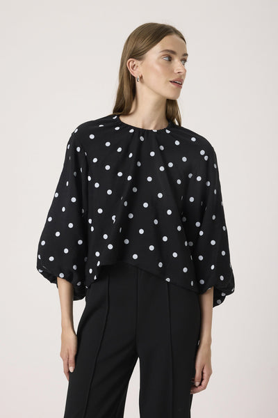 SLIdola Blouse SS Black and White Dots - 304365 - 30408753 Thumbnail