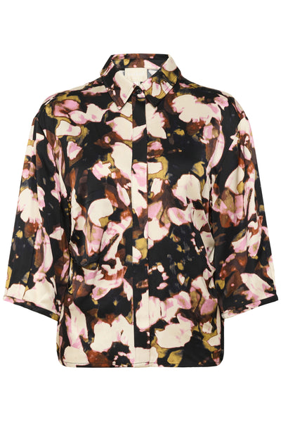 SLCinna Elly Shirt SS Chocolate Autumn Leaves - 30408801 Thumbnail