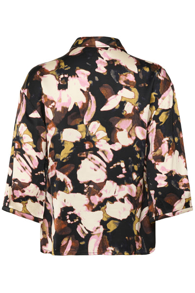 SLCinna Elly Shirt SS Chocolate Autumn Leaves - 30408801 Thumbnail