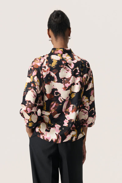 SLCinna Elly Shirt SS Chocolate Autumn Leaves - 30408801 Thumbnail