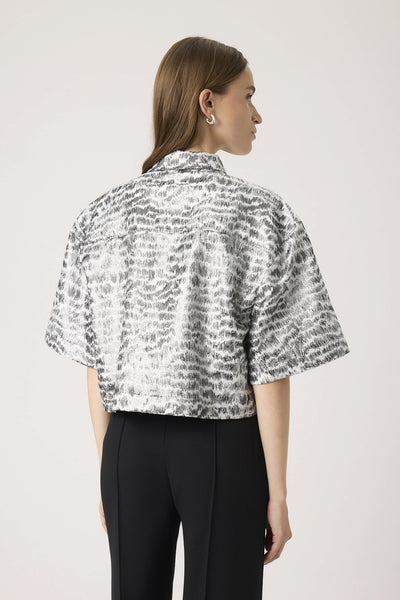 SLPricilla Shirt SS Silvery Animal Jacquard - 3043 - 30408807 Thumbnail