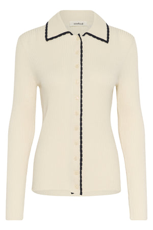 SLLysandra Polo Cardigan Whisper White - 110701 - 30408852