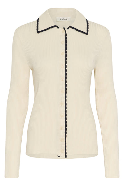 SLLysandra Polo Cardigan Whisper White - 110701 - 30408852 Thumbnail