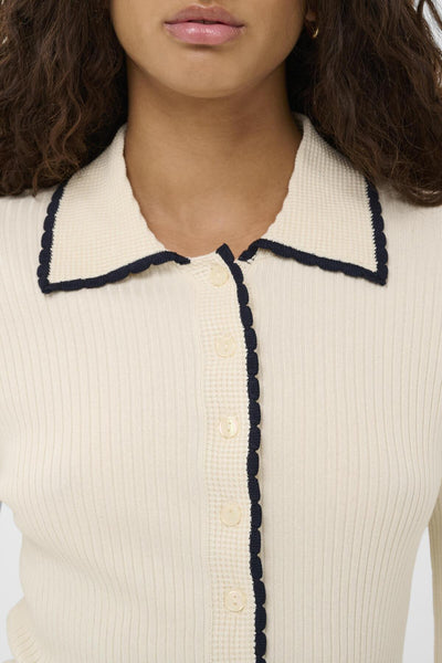 SLLysandra Polo Cardigan Whisper White - 110701 - 30408852 Thumbnail