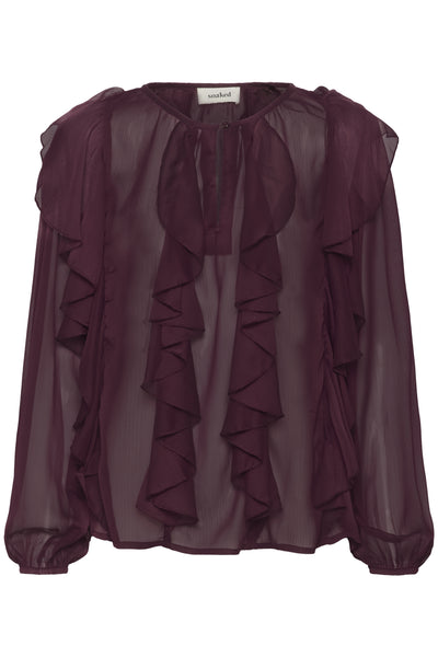 SLHarietta Frill Blouse Winetasting - 192118 - 30408857 Thumbnail