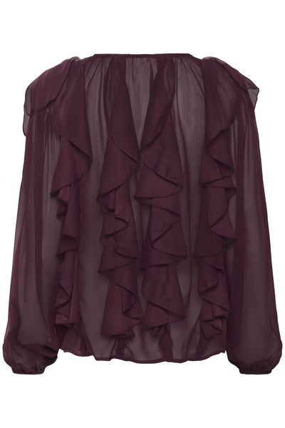 SLHarietta Frill Blouse Winetasting - 192118 - 30408857 Thumbnail