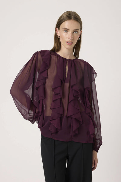 SLHarietta Frill Blouse Winetasting - 192118 - 30408857 Thumbnail