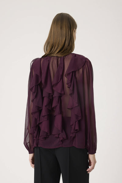 SLHarietta Frill Blouse Winetasting - 192118 - 30408857 Thumbnail