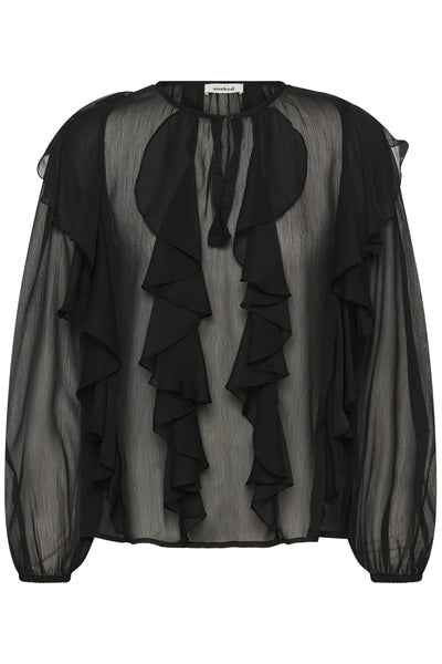 SLHarietta Frill Blouse Black - 194008 - 30408857 Thumbnail