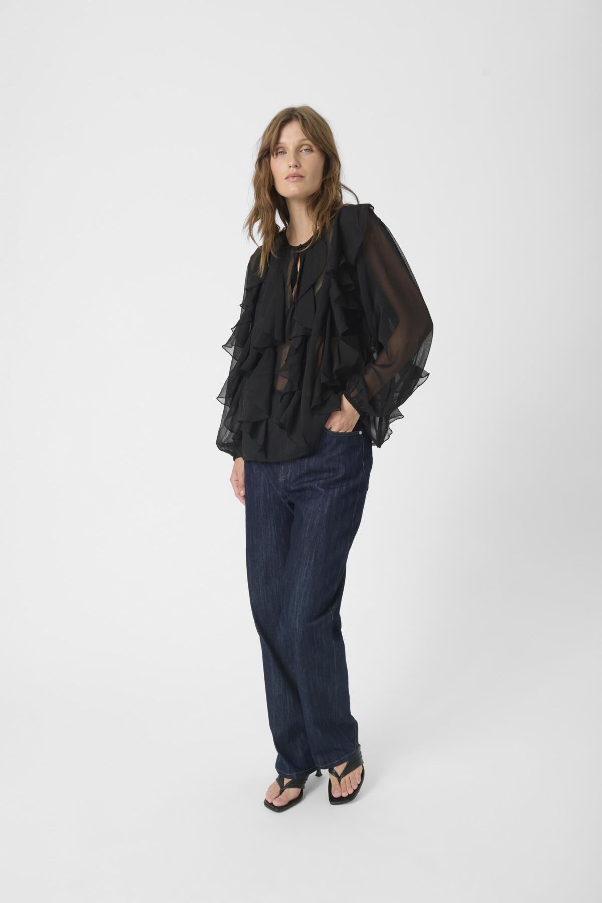SLHarietta Frill Blouse Black - 194008 - 30408857