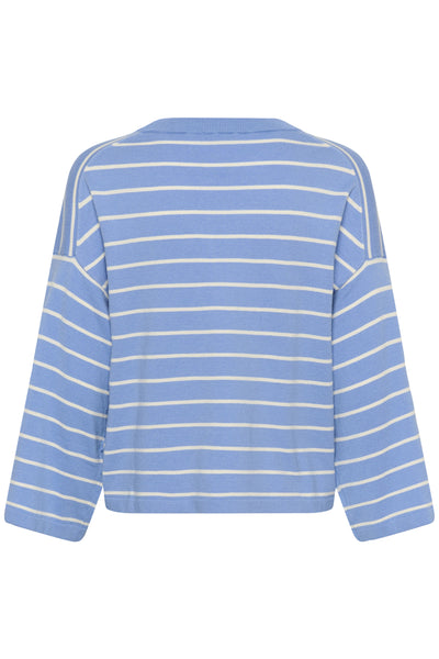 SLSpina Boxy Pullover Cropped Hydranega w White Stripe - 305 - 30408863 Thumbnail