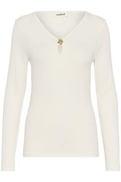 SLNaida V-Neck Tee Broken White - 111001 - 30408885 Thumbnail