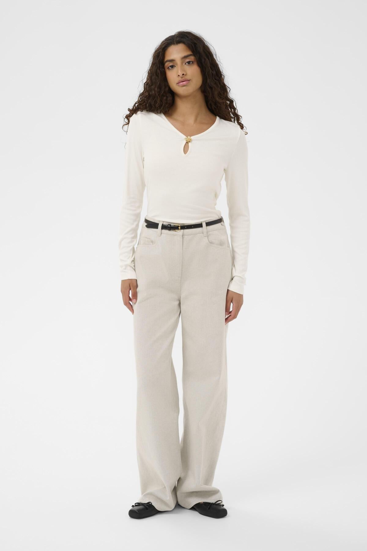 SLNaida V-Neck Tee Broken White - 111001 - 30408885