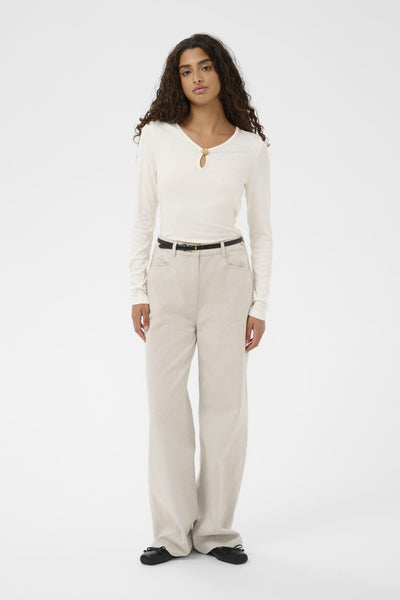 SLNaida V-Neck Tee Broken White - 111001 - 30408885 Thumbnail