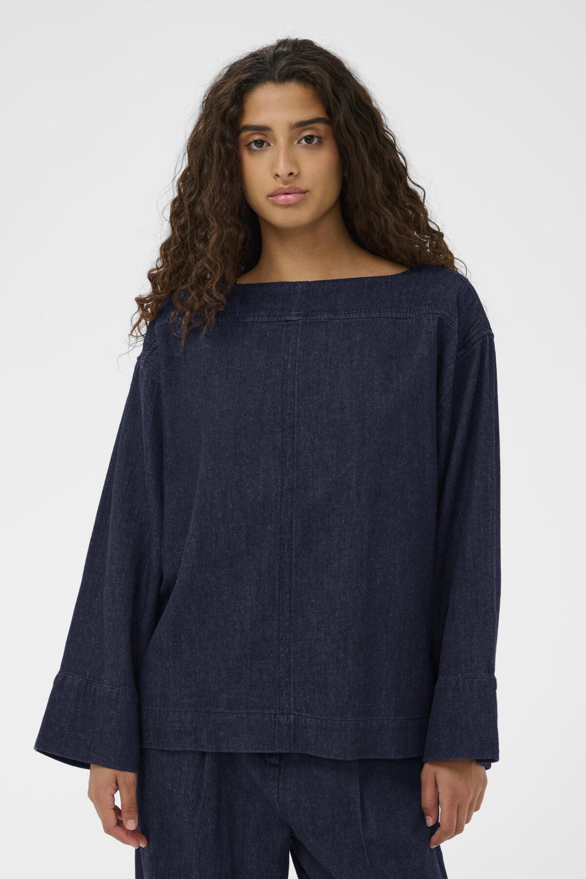 SLChaman Blouse LS Dark Blue Denim - 301728 - 30408900