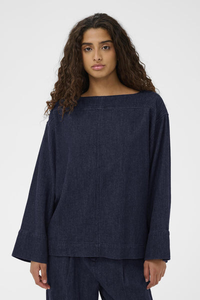 SLChaman Blouse LS Dark Blue Denim - 301728 - 30408900 Thumbnail