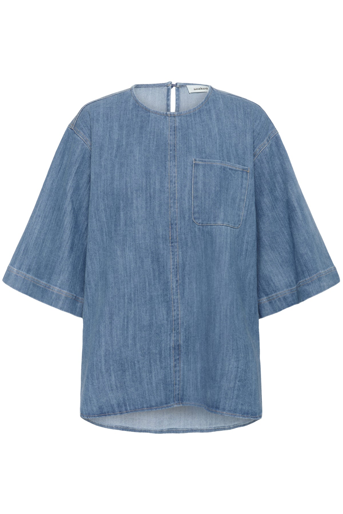 SLNinnie Amilea Blouse SS Medium Blue Denim - 301130 - 30408901